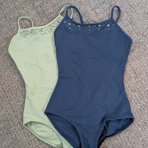 Capezio Light Green and Dark Blue Leotard Set